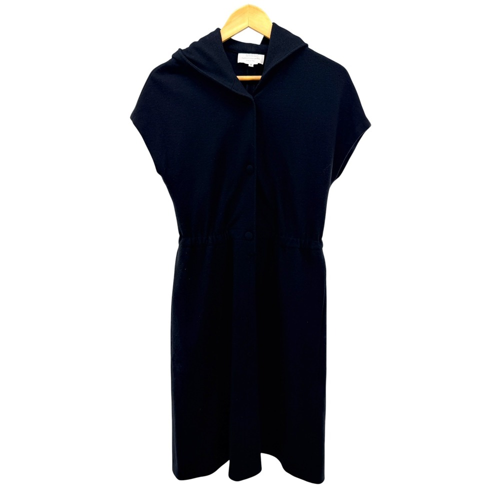 Barneys New York Vintage Hooded Drawstring Wool Midi Dress 8 Quiet Luxury‎ Flaw